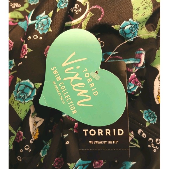 Torrid Plus Size 6 Black Mermaid Tie Skater Swim Dress W/ Support Bra NEW A113 - Picture 3 of 12